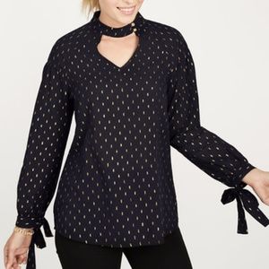 NEW Stella & Dot Maette Navy and gold blouse Small